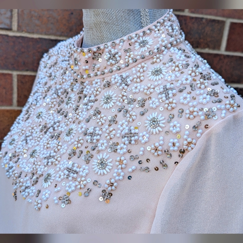 ASOS Beaded Dress Pale Pink Size 12